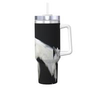 HKHLHLH Tazza da viaggio in acciaio inox con scritta "Cute Goat Baby with Mother Prinitng", da viaggio, con manico e coperchio, a prova di perdite, riutilizzabile