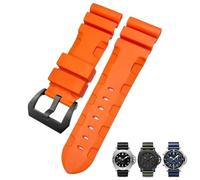 HKIDKK 24mm 26mm Natura Gomma Cinturino Fit per Panerai PAM Silicone Rosso Blu Cinturino Impermeabile Bracciali Strumenti, 26mm, Agata