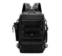 HKIDKK Borsa da pesca Zaino Borsa di immagazzinaggio degli uomini Outdoor Spalla Pesca Lure Gear Borse con Rod Pole Holder Campeggio Caccia Escursionismo Pack, Nero , Taglia unica