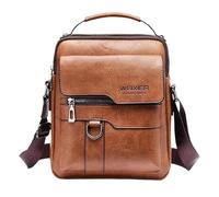 HKIDKK Borse a tracolla in pelle vintage da uomo Tote moda uomini d'affari borsa messenger in pelle PU borse, Marrone, Taglia unica