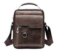 HKIDKK Borse a tracolla in pelle vintage da uomo Tote moda uomini d'affari borsa messenger in pelle PU borse, Marrone scuro, Taglia unica
