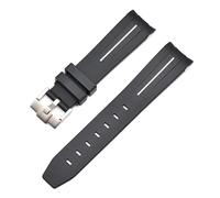 HKIDKK Cinturino in gomma 20mm 22mm 21mm per cinturino di marca da uomo accessori di ricambio per orologi da polso(Black white-silver B,20mm)