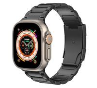 HKIDKK Cinturino in titanio cinturino per Apple Watch 49mm 45mm 44mm 42mm IWatch Ultra2 Ultra SE 2 SE Series 9 8 7 6 5 4 3 2 1, cinturino di ricambio in titanio con chiusura pieghevole(Black)