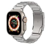 HKIDKK Cinturino in titanio cinturino per Apple Watch 49mm 45mm 44mm 42mm IWatch Ultra2 Ultra SE 2 SE Series 9 8 7 6 5 4 3 2 1, cinturino di ricambio in titanio con chiusura pieghevole(Silver)