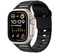 HKIDKK Cinturino sportivo in silicone per cinturino Apple Watch Ultra 49mm 45mm 44mm 42mm Series10 46mm 42mm cinturino da polso Correa braccialetto Series 9 8 7 6 SE 5 4 cinturini per orologi(Black,42