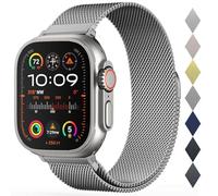 HKIDKK Passante milanese in acciaio inossidabile per cinturino Apple Watch 42/44/45/49/38/40/41mm uomo e donna, chiusura magnetica con passante in rete di ricambio per cinturini IWatch serie Ultra 9 8