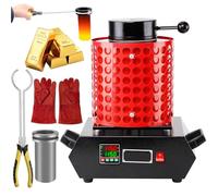 hKjPlvf 1500W Electric Gold Melting Oven,1KG/2KG/3KG Capacity, 1150℃ /2102℉ Automatic Digital Melting Oven, Metal Melting Oven for Casting, Refining Gold, Silver, Tin, Aluminum,Red-3kg