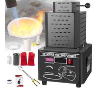 hKjPlvf Electric Oven for Gold 5000W, Digital Metal Melting Machine 1600°C/2912℉,with 1/2/3KG Graphite Crucible, Melting Time 3-5 Minutes, Melting Oven for Silver, Gold, Copper, Aluminium,Black-1kg
