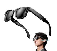 hKjPlvf Fashion AI Camera Smart Glasses IP65 Waterproof Bluetooth Call Playing Music Smart Glasses Identify Pictures Use ChatGPT, for Travel Meeting Business,A