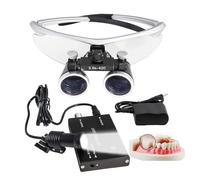 hKjPlvf Lente d'Ingrandimento Dentale, 3.5X Dental Magnifier Dental Lab Medical Loupes Binoculars Magnifier Surgical Magnifying Glass Loupe with 5W LED Head Light,Working Distance: 320-420mm,Silver