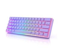 HKKB GK61 Mechanical Gaming Keyboard 60 Percent | 61 RGB Rainbow LED Backlit Programmable Keys | USB Wired | for Mac and Windows PC | Hotswap Gateron Mechanical Blue Switches | Lavender