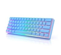 HKKB GK61 Mechanical Gaming Keyboard 60 Percent | 61 RGB Rainbow LED Backlit Programmable Keys | USB Wired | For Mac and Windows PC | Hotswap Gateron Mechanical Blue Switches | Blue