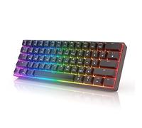 HKKB GK61 Mechanical Gaming Keyboard 60 Percent | 61 RGB Rainbow LED Backlit Programmable Keys | USB Wired | For Mac and Windows PC | Hotswap Gateron Mechanical Blue Switches | Black