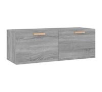 HKLGBVCR Armadio da parete Sonoma grigio, 100 x 36,5 x 35 cm | 2 cassetti, organizer per riviste e lettore multimediale, fissaggio a parete, stile semplice, manuale di montaggio incluso
