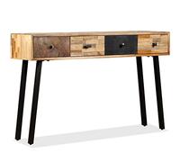HKLGBVCR Console Table Teak Massif Recupero 120 x 30 x 76 cm | 4 Cassetti Conservazione, Superficie Marmo, Stile Vintage, Facile Assemblaggio