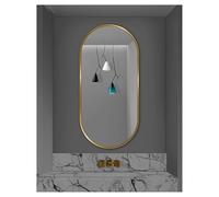 HKLJHCVA-OU Specchio ovale moderno grande 40x60 cm, specchio da parete con cornice in oro spazzolato, specchio da parete in vetro HD con cornice in metallo for trucco, bagno, soggiorno(90L x 60W cm)