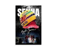 HKLOPUY Poster decorativo da parete su tela con autografo di Ayrton Senna, Formula 1, poster decorativo moderno per camera da letto, 20 x 30 cm