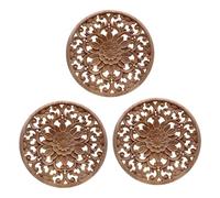 Hklshyd 3X Carved Fiore Che Incide Gli Appliques di Legno Rotondi per Il Governo della Mobilia Figurina Decorativa della Decalcomania di Legno Modanata Non Verniciata