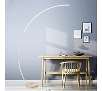 HKLY Lampada da Terra ad Arco LED Salotto Piantana Lampada da Terra Dimmerabile con Telecomando, Lampada a Stelo Moderna Métal con Base in Legno per Soggiorno Camera da Letto Ufficio,18W,Bianca