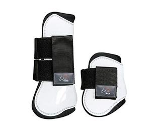 HKM 8566 Pony Cob Full, set da 4 ghette e calotte imbottite, bianco/nero, sangue pieno / sangue caldo