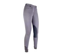 HKM 9064 Penny Easy - Pantaloni da Equitazione da Bambina, con Inserti al Ginocchio, Grigio Scuro/Grigio Scuro, 116