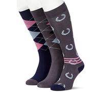 HKM Calze da equitazione da donna Cardiff, grigio/blu, 30-34