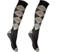 HKM Calze da Equitazione Uomo Check Classico, Uomo, Reitsocken -Check Classico-, Nero/Grigio/Antracite, 39-42