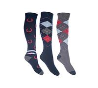 HKM Cardiff Calze al Ginocchio, Blu Scuro/Rosso, 35-38 Donna