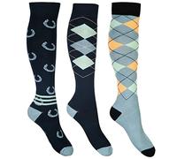 HKM Cardiff Calze al Ginocchio, Blu Scuro/Salvia, 35-38 Unisex-Adulto