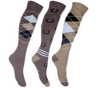 HKM Cardiff Calze da Equitazione, Marrone/Beige, L Donna