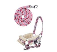 HKM Hobby Horse - Set di cavezza e fondina a maglia, motivo floreale