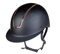 HKM Lady Shield, Casco da Equitazione Unisex Adulto, Nero, Oro Rosa, M 55 cm-57 cm