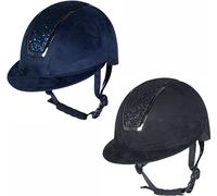 HKM Lady Shield Sparkle Velours, Casco da Equitazione Unisex Adulto, Dunkelblau, L