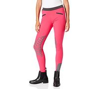 HKM Pantaloni da equitazione Leggings Starlight Donna, Blu Scuro / Arancio, 110/116