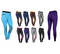 HKM Pantaloni da equitazione Leggings Starlight Donna, Turchese/Nero, 40