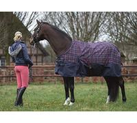 HKM Pro Team Speed - Coperta per cavalli, colore: blu/rosso/a quadri 135