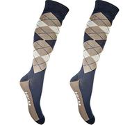HKM Reitsocken-Check Classico, Calzini Uomo, Blu scuro/tortora-6929, 35-38