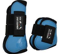 HKM - Set di 4 ghette e calette per saltare, colore: Blu/Nero