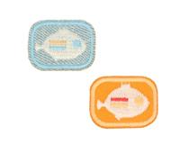 HKM Toppa termoadesiva a forma di pesce, 33 x 25 mm, jeans, 5 x 2 pezzi