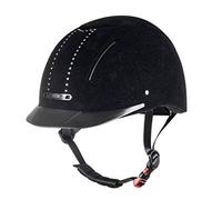 HKM York Flock Crystal 9100 - Casco da Equitazione, 59-61 cm, Colore: Nero