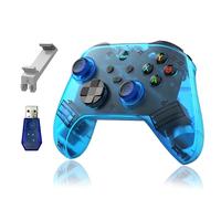 HKOORLAMULS Controller di gioco wireless G6 dal design ergonomico, BT 5.3, sensazione corporea a sei assi, joystick Hall, 400 mAh, texture antiscivolo, 20 ore di gioco (blue-holder+receiver)