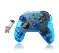 HKOORLAMULS Controller di gioco wireless G6 dal design ergonomico, BT 5.3, sensazione corporea a sei assi, joystick Hall, 400 mAh, texture antiscivolo, 20 ore di gioco (blue-holder)