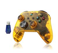 HKOORLAMULS Controller di gioco wireless G6 dal design ergonomico, BT 5.3, sensazione corporea a sei assi, joystick Hall, 400 mAh, texture antiscivolo, 20 ore di gioco (yellow-receiver)