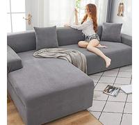 HKPLDE Salvadivano per 5 Posti Copridivano Elasticizzato Fodera per Divano con Fondo Elastico per Protezione Mobili per Animali Domestici del Soggiorno-5 posti(305-360cm)-Grigio Chiaro