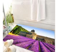 HKPOEQ Tappeto Bagno 50 x 80 cm,Tappetino in Microfibra, Tappeti Assorbente Antiscivolo,Abbazia serena in mezzo a un mare di lavanda, campi di lavanda di fronte a un antico,Soffice Tappetini Doccia
