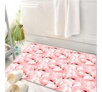 HKPOEQ Tappeto Bagno 50 x 80 cm,Tappetino in Microfibra, Tappeti Assorbente Antiscivolo,Acquerello, fiori carini disegnati a mano d'epoca che sbocciano in primavera,Soffice Tappetini Doccia