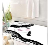 HKPOEQ Tappeto Bagno 50 x 80 cm,Tappetino in Microfibra, Tappeti Assorbente Antiscivolo,Adolescente, volto di donna astratto barocco e cappello decorato, design vecchio stil,Soffice Tappetini Doccia