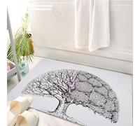 HKPOEQ Tappeto Bagno 50 x 80 cm,Tappetino in Microfibra, Tappeti Assorbente Antiscivolo,Albero della vita, pianta con diversi temi, senza foglie e petali, simbolo del cambia,Soffice Tappetini Doccia