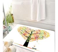HKPOEQ Tappeto Bagno 50 x 80 cm,Tappetino in Microfibra, Tappeti Assorbente Antiscivolo, Albero della vita, albero di San Valentino a forma di cuore con uccellini innamorati,Soffice Tappetini Doccia