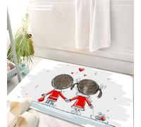 HKPOEQ Tappeto Bagno 50 x 80 cm,Tappetino in Microfibra, Tappeti Assorbente Antiscivolo,Amore, coppia che si tiene per mano WStars e Valen,Soffice Tappetini Doccia